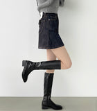 Body Shape Cover Stitch Raw Casual Mini Skirt