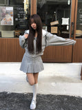 [3pc set] Raeun Sleeveless Hood Zip-up Pleats Skirt Set