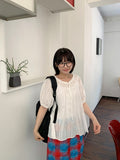 Kekoi Ribbon Puff Short Sleeve Blouse