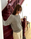 Deha Cable Henley Neck Button Long Sleeve Knit