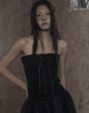 [mnem] Velvet Leather Corset