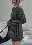Trip Big Ribbed Damage Dyeing Washing Knit