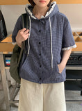 Diltiber Seersucker Check Hood Short Sleeve Shirt