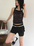 Sofu Lace Tiered Biker Skirt Leggings