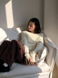 Palms Button Warmer Ribbed Off Shoulder Knit