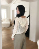 Louve Slub Knit Hooded Cardigan