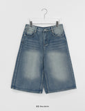 [Unisex] Collend Banding Washing Denim Bermuda Pants