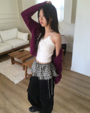 Ethan Check Layered Mini Wrap Skirt