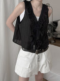 Punched Lace Ruffle Blouse