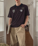 Recl 96 Striped Collared Short Sleeve T-shirt