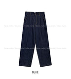 Comp raw pin tuck wide denim pants