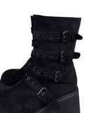 Buckle Platform Sole Suede Boots