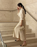 Maiden Wave Lace Three Quarter Sleeve Blouse