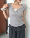 Shud Dot Snap Button Short Sleeve T-Shirt
