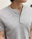 Lowden Slim Ribbed Henley Neck Short Sleeve Tee