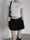 Center Shirred Round Crop Top
