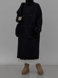 High-neck adjust double long coat