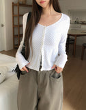 Minute Dot U-Neck Long Sleeve Cardigan