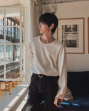 Pins Waffle Loose Fit U-neck Long Sleeve