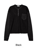 Lucene Two-Tone Fingerhole Henley Neck Knit