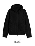 Las Cable Hooded Knit Zip-Up