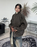 Heads oversized fit leather jacket