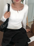Hail Lace Cap Button Slim T-shirt