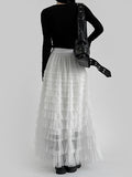 Feather See-Through Tiered Skirt