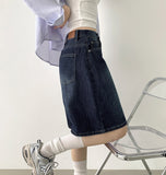 Loose Bermuda Thigh Cover Cooling Half Length Denim Shorts