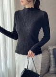 Devin Half-Neck Frill Pleated T-Blouse