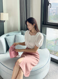 Roble Heart Neck Puff Blouse