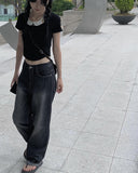 Dolce Black Washing Wide Pants