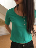 Taeyu Color Button Short Sleeve Tee