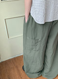 [unisex] Fine Rivet Nylon Banding Wide Pants