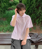 [BAONHAUS] Pohill Stripe Short Sleeve Blouse