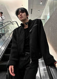 Deep Black Knit Suede Jacket