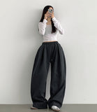 Pintuck 4-Season Wide Balloon Banding Pants