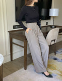 Pitched Pintuck Wide Slacks Pants