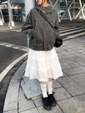Ribbon Frill Tiered Banding Midi Skirt