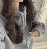 Two-Way Fleece High Neck Thick Hood Zip-Up