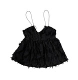 Black Swan Backless Fringe Bustier Top