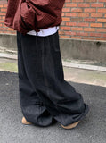 Hukel Curved Raw Denim Balloon Wide Pants