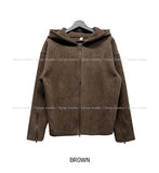 Brock Shoulder Rivet Ribbed Hoodie Zip-Up