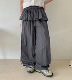 Megle Summer Track Color Matching Nylon Skirt Pants