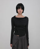 Layered Draped One-Shoulder Long Sleeve