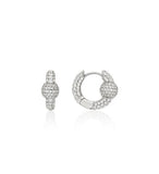 Orbit Silver (W) Full Pave One-Touch Earrings