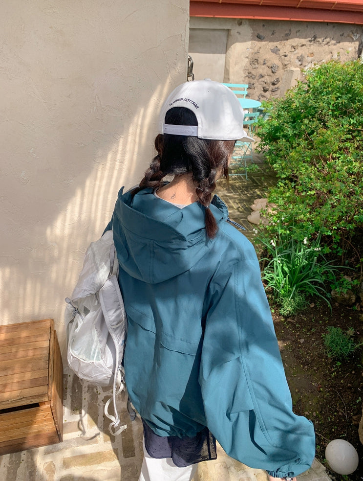 【BAON】[unisex] Vincu Two-Way String Hood Pintuck Wind Jk BAON (バオン) - [男女兼用]ビンクツーウェイストリングフード