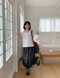 Urend Shirring Nylon Long Skirt