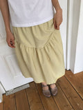 Kira Shirring Cut Nylon Midi Skirt