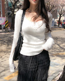 Heming Ribbed Lace Button Sleeveless Top
